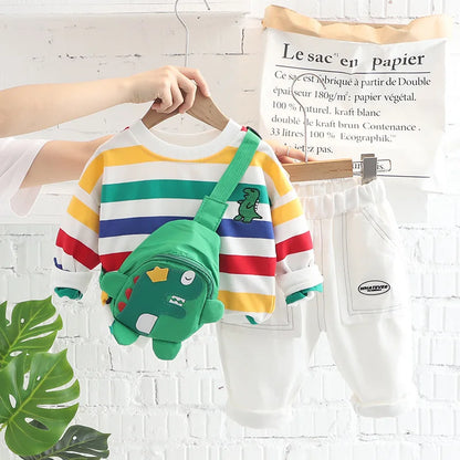 New Spring Autumn Baby Clothes Set Children Boys Long Sleeved T-Shirt Pants 2Pcs/Sets Kids Girls Clothing Infant Striped Costume