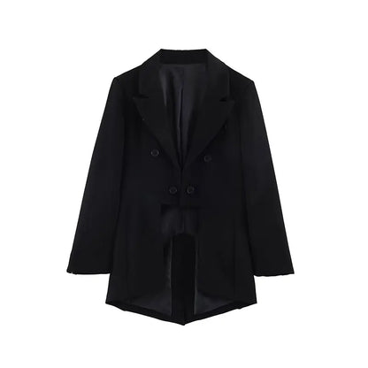 2026 Spring Fashion Vintage Asymmetry Stylish Long Women Blazer Office Lady Fashion Jacket Female Blazer