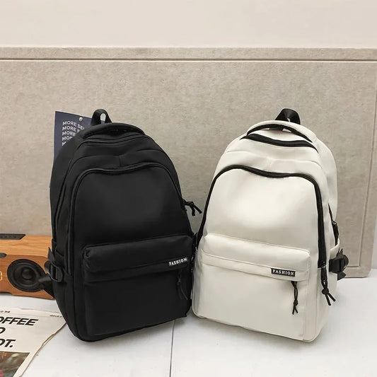 Large Capacity Solid Color Student Backpack Junior and high school simple black travel backpack