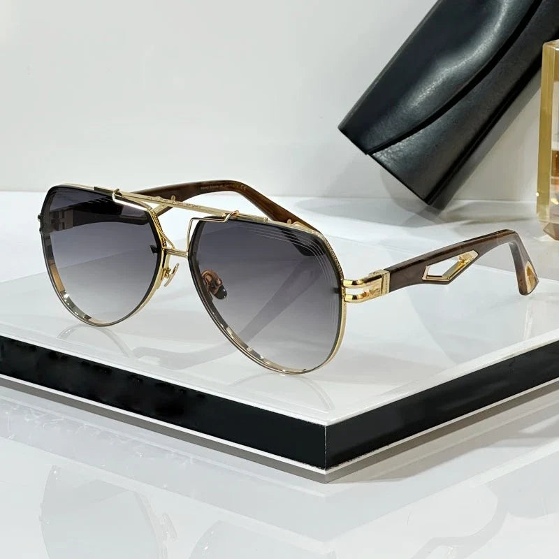 King I Top Quality Luxury Designer Sunglasses Big Oval Alloy Acetate Germany Trendy UV400 for Men Women Fashion Street with Case