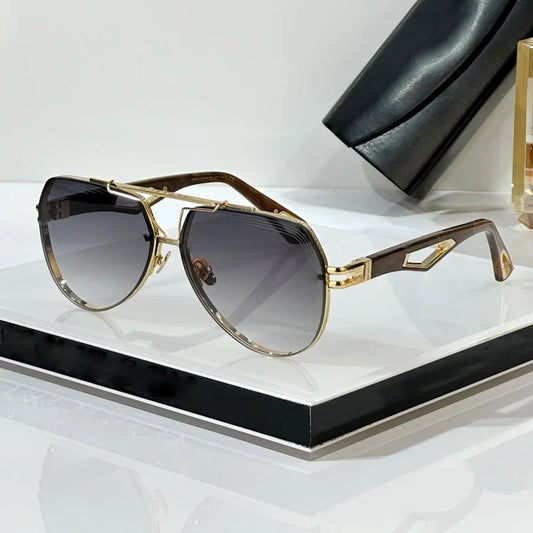 King I Top Quality Luxury Designer Sunglasses Big Oval Alloy Acetate Germany Trendy UV400 for Men Women Fashion Street with Case