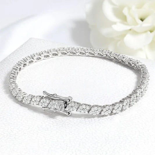 Bracelet de tennis tout Moissanite plaqué or 18 carats pour femmes, chaîne en diamants de laboratoire, argent sterling 925, bijoux de gros