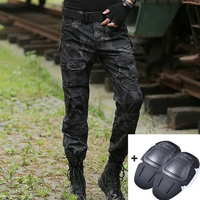 Men's Fashion Outdoor Hiking Overalls Pants Camouflage Tactical Pants Hunting Uniform Fighting Multi-Pocket Trousers