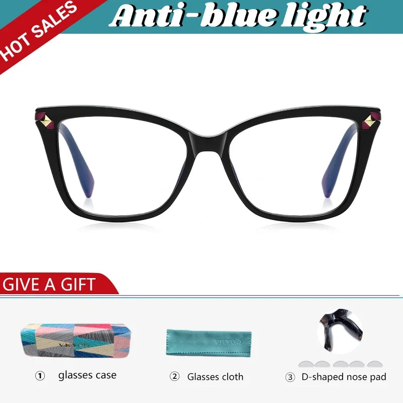 Usual Cat Eye Myopia Prescription Glasses Hyperopia Women Reading CR39 Anti Blue Light Optical Eyeglasses Frame PFD2127