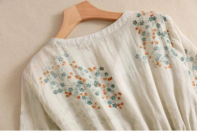 Dress Women Long Print Elegant Clothing Vintage Elastic Waist Korean Casual Beach Style V-Neck Fashion Robe Vestidos De Mujer