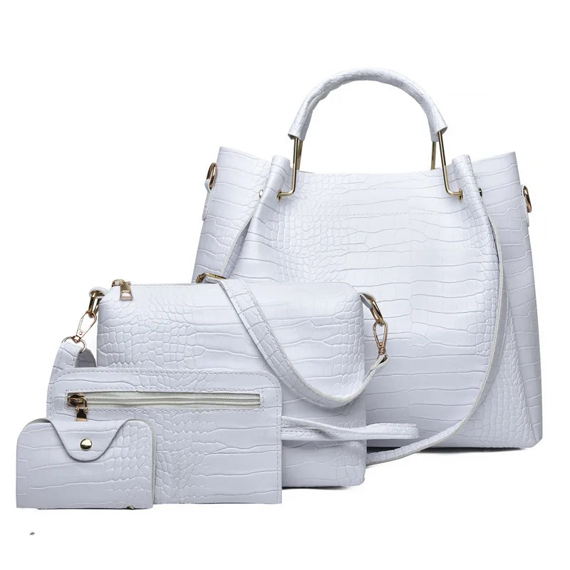 Women's Handbag 4-piece Set Women's Shoulder Bag Fashion Purse Vintage Leather Bag Large Capacity Handbag Inclined Shoulder Bag