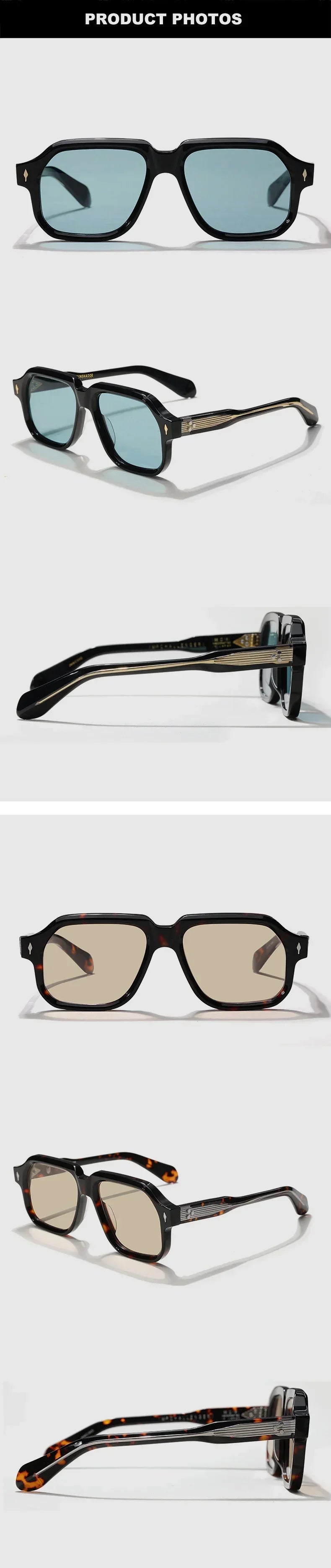 Fashion Top Quality Brand Men Sunglasses Retro Acetate Square Driving Overzie Outdoor Protection UV400 Luxury Women SUN GLASSES