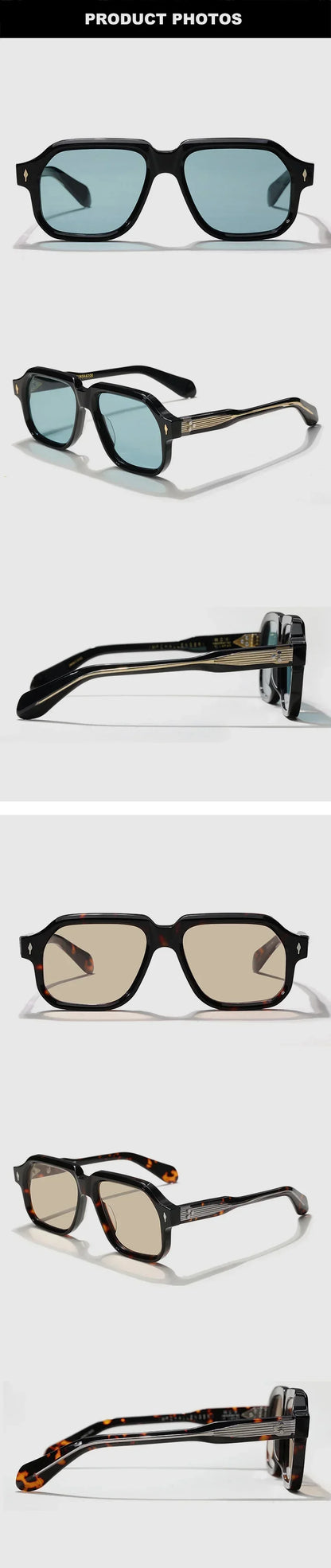 Fashion Top Quality Brand Men Sunglasses Retro Acetate Square Driving Overzie Outdoor Protection UV400 Luxury Women SUN GLASSES