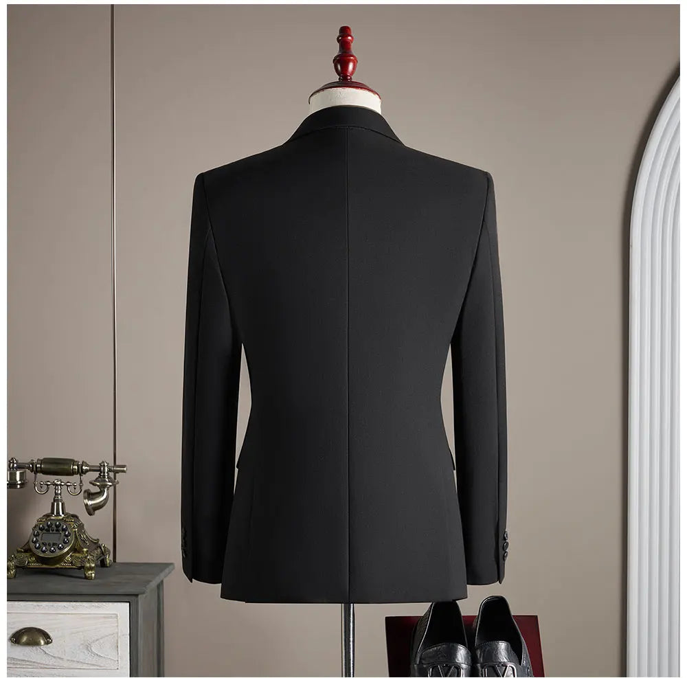 High-End Wool Suit Set for Men, Fashionable and Stylish Business Casual Three-Piece Suit, Tencel Suit, Groom's Wedding Dress