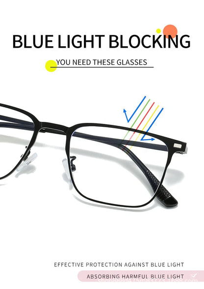 Fashion Square Metal Frame 3 in 1 Magnet Clip On Glasses Polarized Sunglasses Man Night Vision Clip Anti Blue Light Glasses