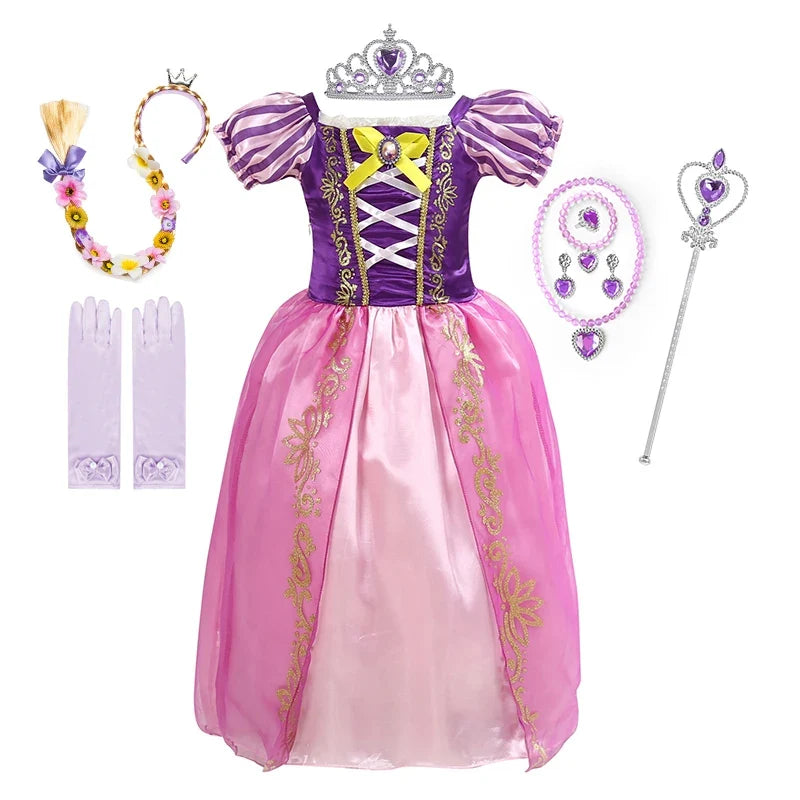 Disney Cinderella Cosplay Costume Kids Clothes for Girls Sequins Princess Dress with Floral Bow Birthday Party Ball Gown