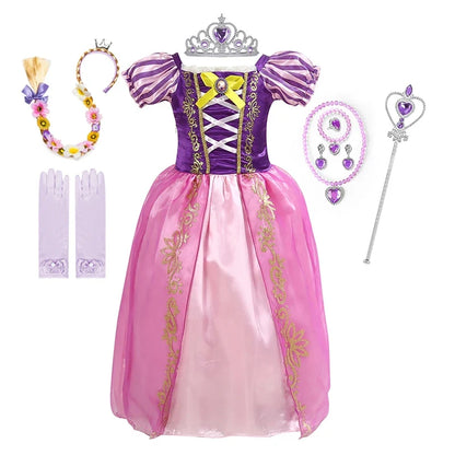 Disney Cinderella Cosplay Costume Kids Clothes for Girls Sequins Princess Dress with Floral Bow Birthday Party Ball Gown