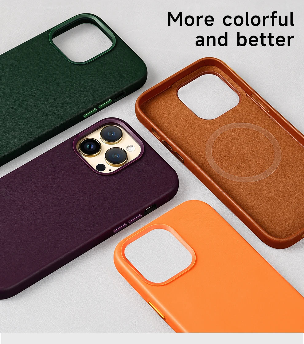 Official Magnetic Leather Case for Apple iPhone 17 Pro Max 16 13 12 14 15 Plus Original MacSafe for MagSafe Cover Accessories