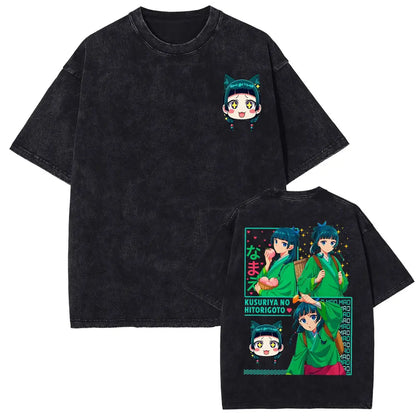 Mao Mao's Apothecary Diaries Anime Washed T-shirts Remedies Medicine Cartoon T Shirt Men Women Clothing Fashion Aesthetic Tshirt