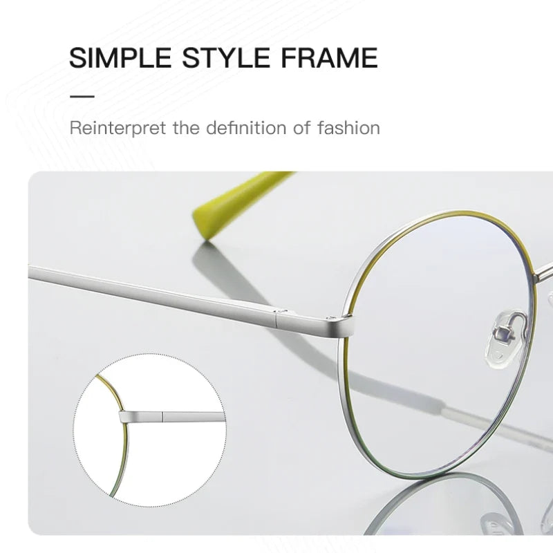 Retro Round Myopia Prescription Glasses Hyperopia for Women Reading CR39 Anti Blue Light Optical Eyeglasses Frame PFD3082