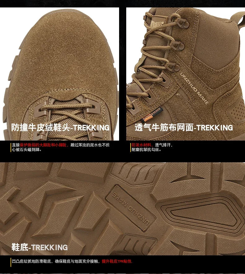 New Men Tactical Boots Ankle Waterproof Desert Hunting Hiking Shoe Unisex Lace Up Male Army Boot Brand Motorcycle Climbing Shoes