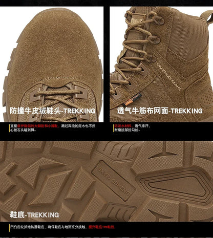 New Men Tactical Boots Ankle Waterproof Desert Hunting Hiking Shoe Unisex Lace Up Male Army Boot Brand Motorcycle Climbing Shoes