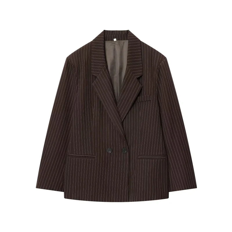 Fall/Winter 2025 New  Women's Street Fashion oversized pinstripe shoulder-padded loose suit jacket for women