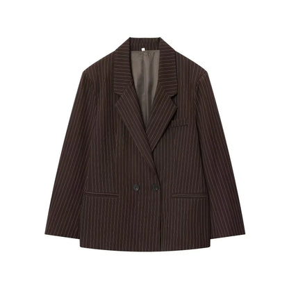 Fall/Winter 2025 New  Women's Street Fashion oversized pinstripe shoulder-padded loose suit jacket for women