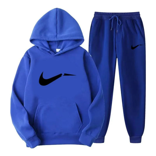 Men's fashionable pure cotton hooded sweatshirt set - Korean style trendy casual sportswear, loose fit, slimming effect