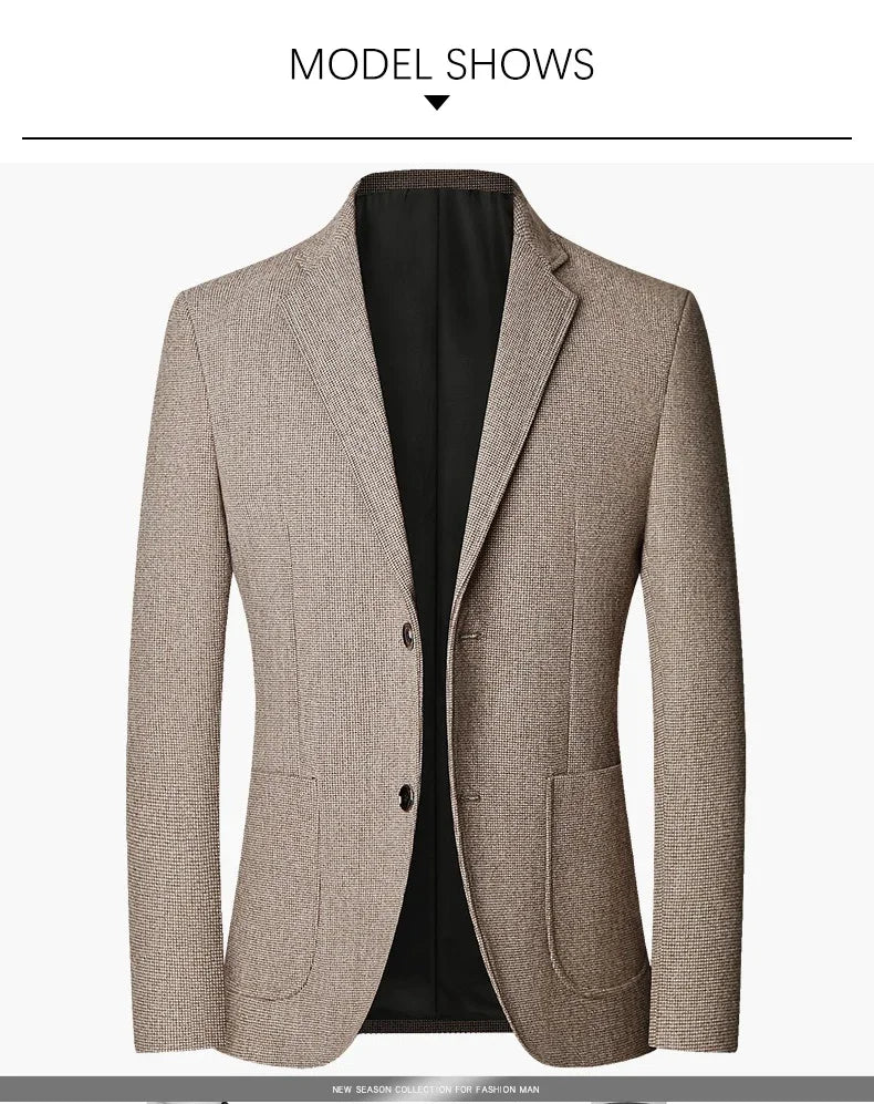 Brand 2026 Spring Elegant Blazer for Men Long Sleeve 2 Button Wedding Party Easy Care Business Blazers Suits Men