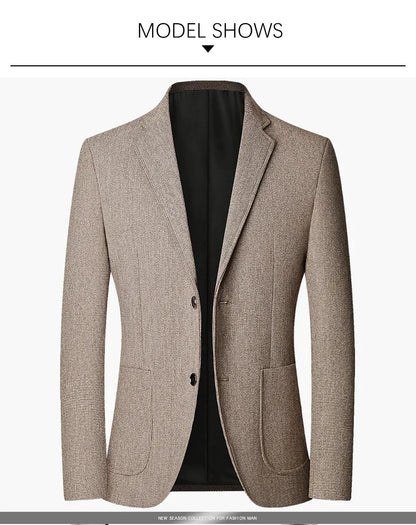 Brand 2026 Spring Elegant Blazer for Men Long Sleeve 2 Button Wedding Party Easy Care Business Blazers Suits Men