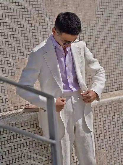 Summer Thin Retro Men's Breathable Linen Small Suit Italian Retro Slim Casual Blazer Trendy