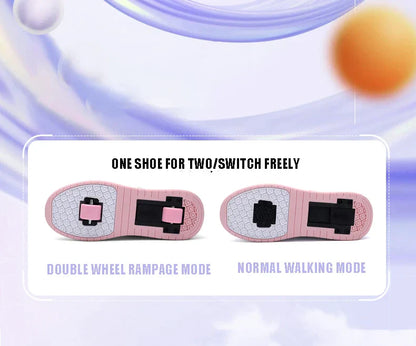 Children Junior Roller Skate Shoes Kids Sneakers with Two Boys Girls Wheels Shoes Running Adult Casual Boys Shoes size 31-42