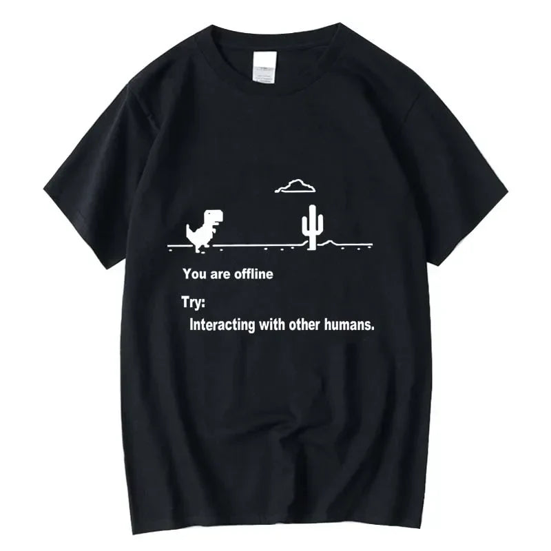 Men's High Quality Cotton Blend Funny Dinosaur Print T Shirt Loose O-neck Men Tshirt Short Sleeve T-shirt Male Tees Tops