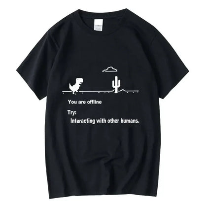 Men's High Quality Cotton Blend Funny Dinosaur Print T Shirt Loose O-neck Men Tshirt Short Sleeve T-shirt Male Tees Tops