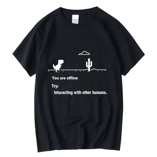 Men's High Quality Cotton Blend Funny Dinosaur Print T Shirt Loose O-neck Men Tshirt Short Sleeve T-shirt Male Tees Tops