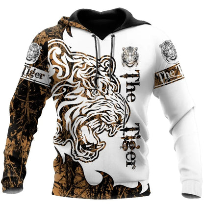 Spring and Autumn Tiger Lion Tattoo 3D Printed Men's Hoodie Unisex Harajuku Fun Hip Hop Sweatshirt Street Essential Oversized