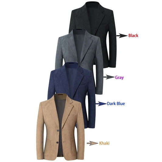 2025 New Khaki/Gray Corduroy Blazers for Men, Multi-Color Back Split Casual Business Men's Suit Jacket, Asian Sizes M-5XL