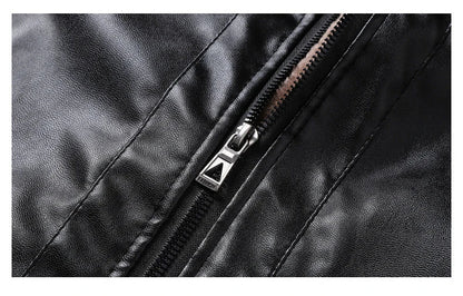 Men Leather Jacket Winter Fleece Lined Biker Jackets Fashion Motorcycle Jacket Faux Leather Coat Outwear Casual Streetwear