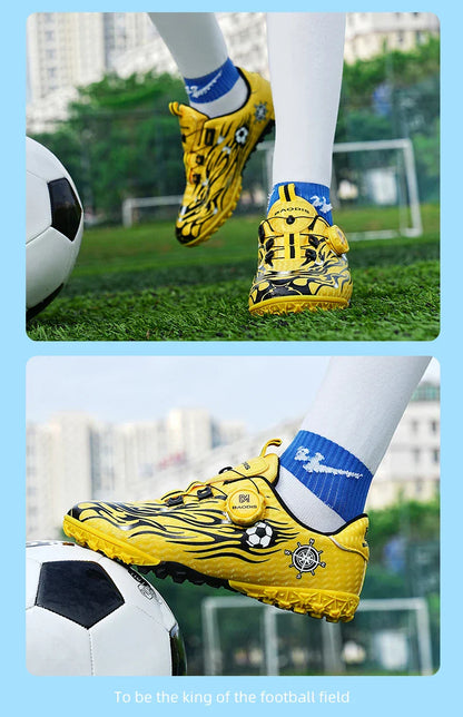 Kids Turf Soccer Cleats Children Football Shoes Breathable Lightweight Training Sneakers Non-Slip Athletic Sport Boots Boys Girl