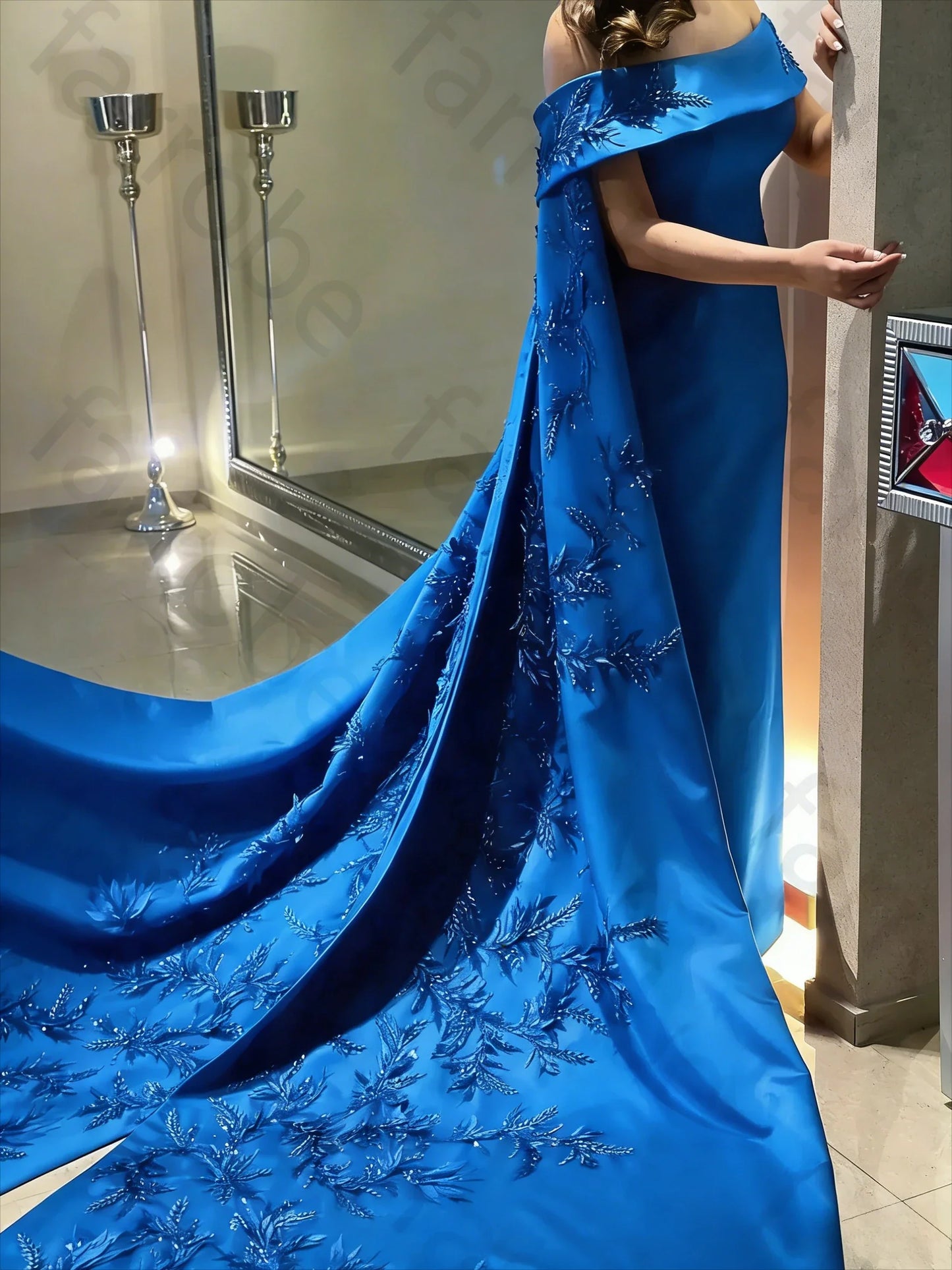 Customized Ankle Length Sheath Evening Party Gowns Women Beaded Applique Long Wrap Prom Dresses Zipper Back Vestidos Des