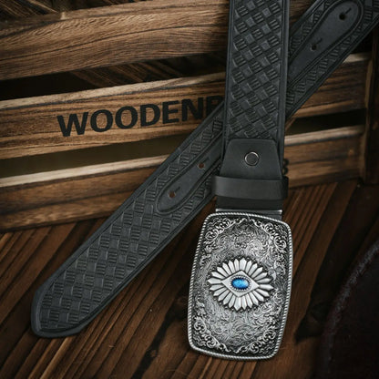 A Men's and Women's Casual Retro Belt Western Style! PU Leather Belt with Metal Buckle, Suitable for Daily Work Wear