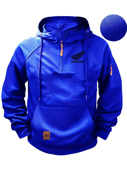 2025 New Honda Racing Team Outdoor Cycling Fashion Street Half Zip Hoodie Men's Motorcycle Racing Casual HRC Warm Hoodie
