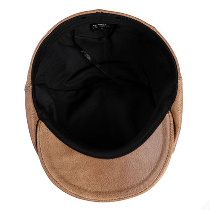 Men's Newsboy Flat Cap 100% Genuine Cowhide Leather Gatsby Ivy Golf Cabbie Driving Hat 8 Panels Classic Design