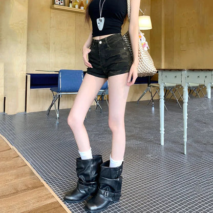 Camouflage Denim Shorts for Women Ultra-Short High-Waisted Slimming Short Jeans Female Y2K Streetwear Sexy Tights Hot Shorts