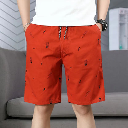 Men‘s Streetwear Casual Shorts Holiday Bermuda Shorts Elastic Waist Golf Shorts Relaxed Fit Cotton Drawstring Sweat Shorts