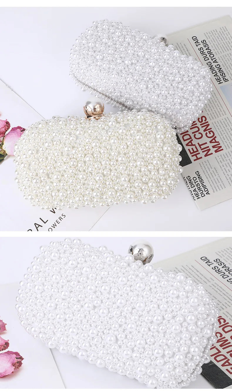 Luxury Wedding Evening Dress Bag Chain Shoulder Bag Women's Pearl Wallet Women's Party Handbag Fashion Designer Brand Purse
