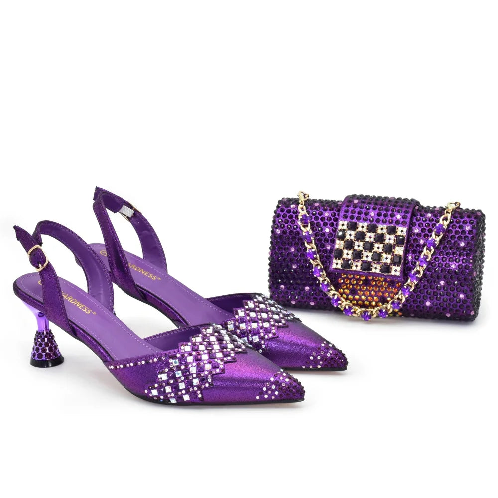 African Shoe and Bags Set for Wedding Luxury Italian Shoes and Bag Set for Women Pointed Toe Shoes Sexy Wedding Party Sandals