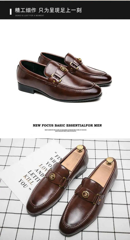 New Black Loafers Men Slip-On Round Toe Fashion Mens Dress Shoes Free Shipping Wedding Shoes for Men Size 38-47