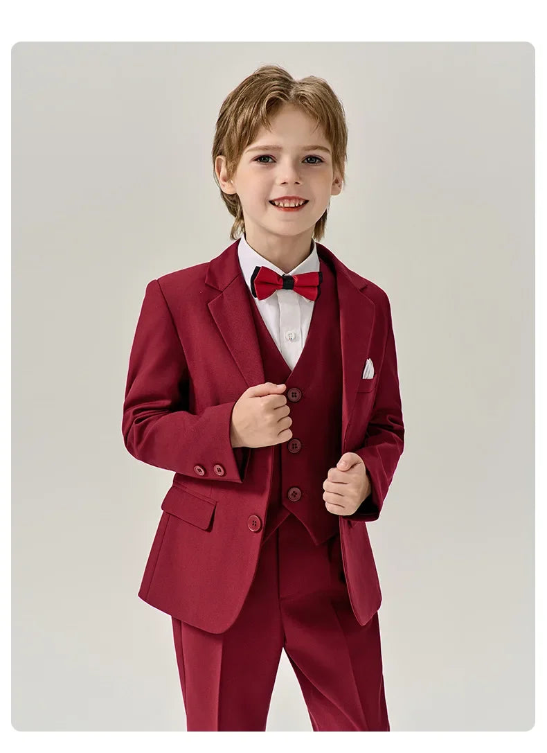 Prince Kids Purple Jakcet Vest Pants Bowtie Piano Party Dress Boys Wedding Ceremony Photograph Suit Children Performance Costume