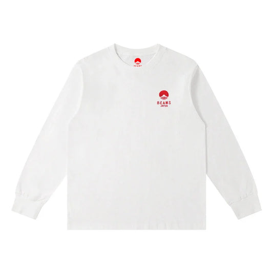 Autumn Limited Edition Japan Fuji Mountain Embroidered Loose Couple Men Women Long Sleeve T-Shirt Cotton Casual O-Neck Tops