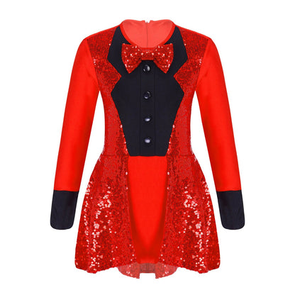 Kids Girls Sequins Ballet Dance Dress Shiny Modern Latin Jazz Dance Stage Performance Leotard Costume Dancewear