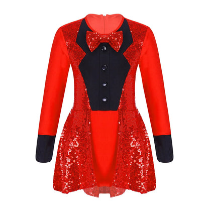 Kids Girls Sequins Ballet Dance Dress Shiny Modern Latin Jazz Dance Stage Performance Leotard Costume Dancewear