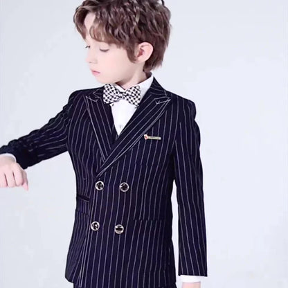 Fast Ship Formal Boys Striped Suits Piano Violin Contest Performance Handsome Smart Kids wedding Ring Bearer Outfit