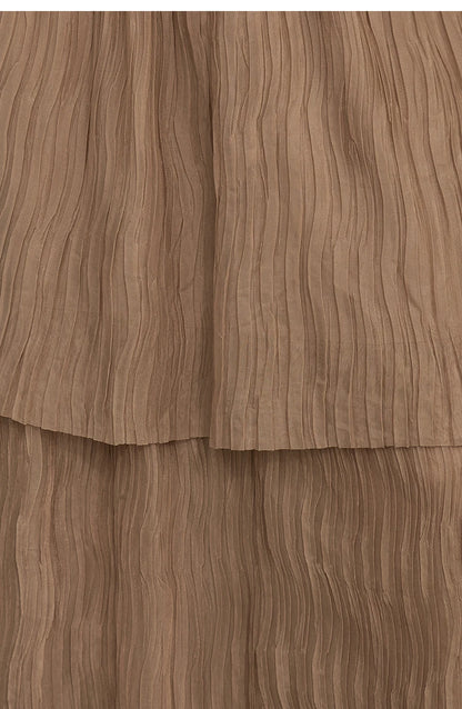 Long Skirt 2026 Spring New Casual Vacation Waist Pleated Mesh Long Skirt Women Loose Solid Versatile Woman Clothes 12621001